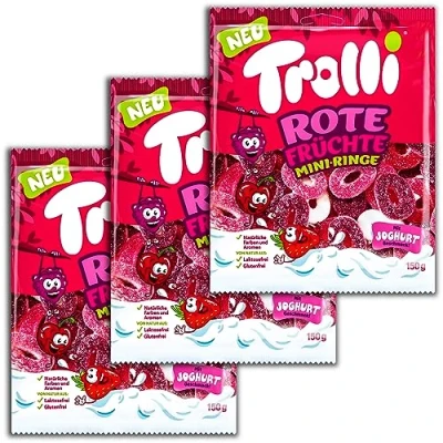Abbildung von 3 er Pack Trolli Rote Früchte Mini Ringe 3x 150g