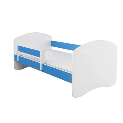 Abbildung von Kinderbett Jugendbett mit einer Schublade und Matratze Weiß ACMA II (140x70 cm, Blau)