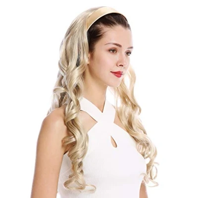 Abbildung von WIG ME UP TYW60871H 22 Halbperücke Haarteil Extension Haarreif Haarband Aschblond Blond Locken gelockt sehr lang 70 cm