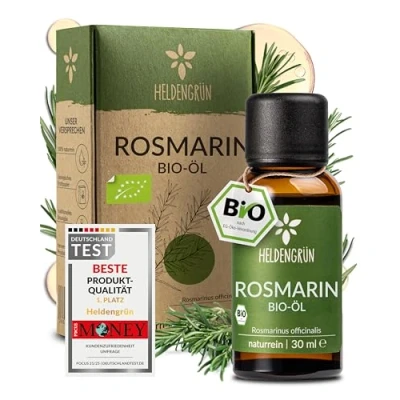 Abbildung von Heldengrün® Bio Rosmarinöl [HOCHDOSIERT] Zertifiziertes Lebensmittel zum Einnehmen Rosmarin Öl aus Spanien Rosemary Oil