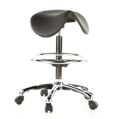 Abbildung von hjh OFFICE 665070 Arbeitshocker TOP Work 13 Hartschaum Schwarz Sattelhocker mit Fußring, pflegeleicht