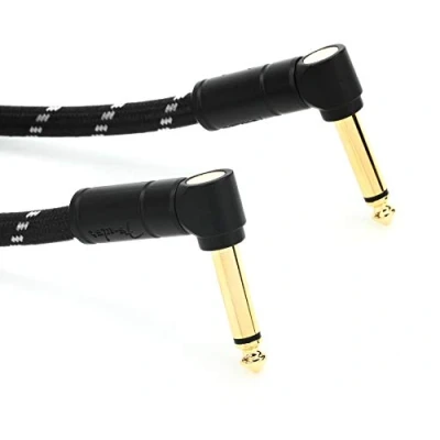 Abbildung von Fender Kabel Deluxe Series, 0,3m, black tweed, 2 x angled