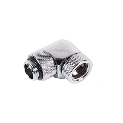 Abbildung von HF Winkeladapter 90 drehbar G1/4 AG auf IG Chrome, Verbindung