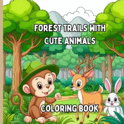 Abbildung von Forest Trails with Cute Animals: Coloring Book for Adults and Kids, Featuring Adorable Animals in Mesmerizing Settings Relaxation Fun