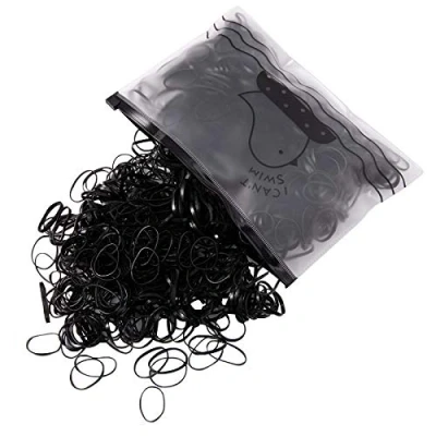 Abbildung von Hanyousheng 1000 Stück Haar Haargummis,Mini Elastische Bänder,Schwarz Gummibänder,Gummi Haarbänder, für Frauen Mädchen Flechten und Tägliche Frisuren