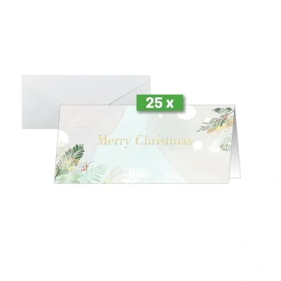 Abbildung von Sigel DS199 Weihnachtskarten Set Christmas Forest Watercolor, DIN lang, 25 Karten mit Umschlägen, ideal zum Bedrucken, aus nachhaltigem Papier
