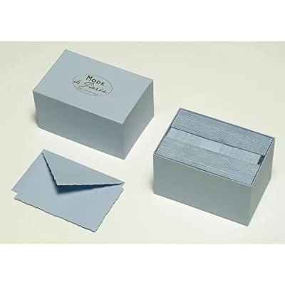 Abbildung von G. Lalo 92302L Korrespondenz Set &#039;&#039;Mode de Paris&#039;&#039; mit 30 Karten 9,7x15,2 cm, 300g und Umschläge, gefüttert, Büttenrand, 10x15,8 1 Set, Blau