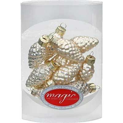 Abbildung von MAGIC 12 Zapfen 4,5 cm Glas Weihnachtsschmuck Weihnachtsdeko Christbaumkugeln Christbaumschmuck 45mm Farbe: Champagner Glanz/matt