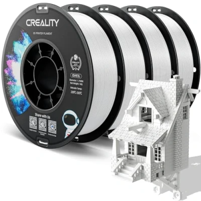 Abbildung von Creality PETG Filament 1.75mm, Hohe Präzision, Starke Zähigkeit, Geruchlos, Besserer Fluss, 2kg 3D Drucker Filament, 1.75mm Maßgenauigkeit +/ 0.03mm, Weiß 4 Stück