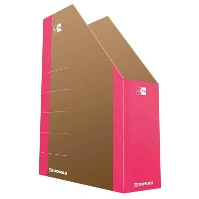 Abbildung von DONAU LIFE 3550001FSC 30 Stehsammler Stehordner Archive Box Pappe/ Karton Rosa bis zu 500 Blatt Für Büro, Schule und Zuhause zur Aufbewahrung von Dokumenten im A4 Format, Archivierung Magazinen