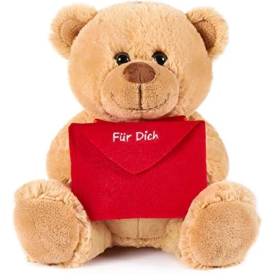 Abbildung von BRUBAKER Kuscheltier Teddybär mit Umschlag (1 St), kleiner Teddy Bär Brief, Stofftier Plüschtier Liebesbotschaft Briefumschlag