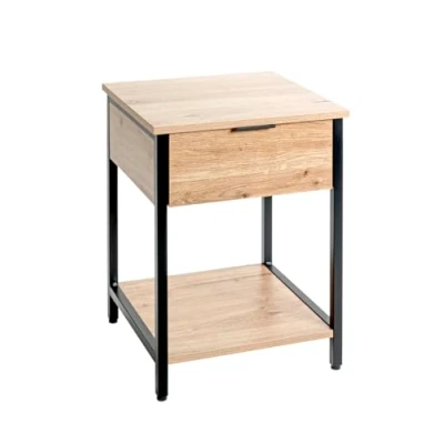 Abbildung von HAKU Möbel Beistelltisch Eiche, schwarz, Metall, Spanplatte Maße: B 40 cm x H 55 T cm, Style: Modern