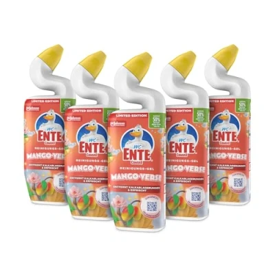 Abbildung von WC Ente Total Aktiv Gel, Flüssiger Reiniger antibakteriell, Toilettenreiniger, Mango Verse, 5er Pack (5 x 750 ml)