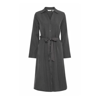 Abbildung von b.young Mmmidde Blusenkleid, Damen, Größe: 34, Dark grey mel pinstripe mix