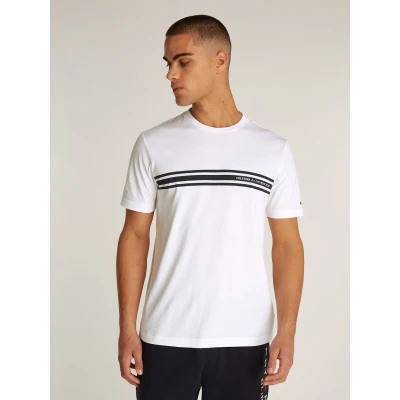 Abbildung von Tommy Hilfiger Central Chest Stripe TEE Tshirt print, Herren, Größe: Medium, White