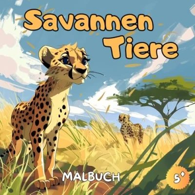 Abbildung von Savannen Tiere Malbuch: Wilde Malbuch 50 Fesselnde Designs für Kinder ab 5 Jahren