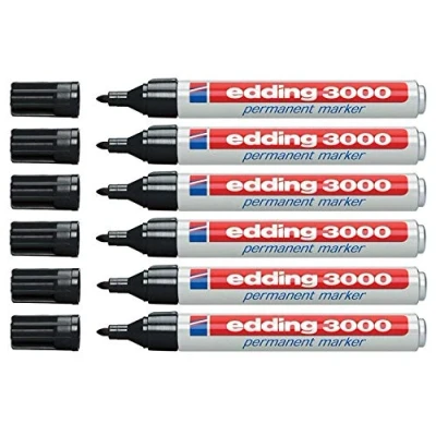 Abbildung von edding 3000 Permanentmarker, 1,5 3 mm, Nachfüllbar (6er Pack, Schwarz)