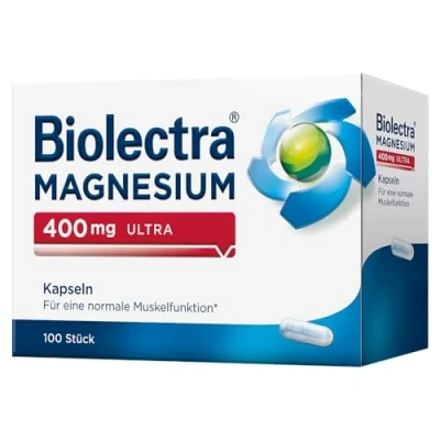 Abbildung von Biolectra Magnesium 400 mg Ultra Kapseln 100 Stück: Für eine normale Muskelfunktion bei erhöhtem Bedarf, Kapseln, hochdosiert