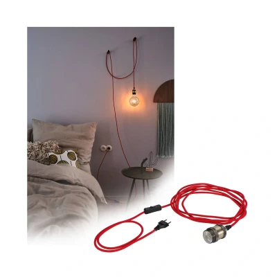 Abbildung von Paulmann 79770 Neordic Pendelleuchte Eldar inkl. Stecker max. 20 W Rot, Nickel gebürstet Wohnzimmer Metall Pendellampe E27