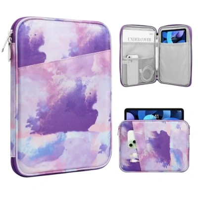 Abbildung von TiMOVO 9 11&quot; Tablet Tasche Hülle für iPad Air 11 2024/iPad Pro 10 10.9 2022, 2022 2018, 10.2, 5/4 10.9, Tab S9 2023/A8 10.5, Aquarell Lila