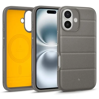 Abbildung von Caseology Athlex Mag für iPhone 16 Hülle Magnetische [Sandstein Textur] Fallschutz in Militärischer Qualität mit Seitlichen Griffmustern Active Gray