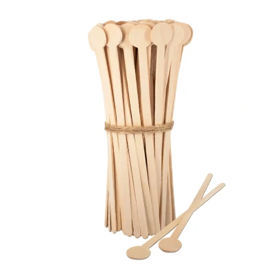 Abbildung von 200 Stäbchen Holz Rühstäbchen mit rundem Griff 18cm Rührlöffel 100