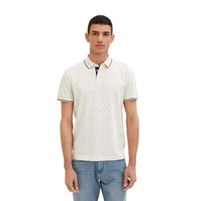 Abbildung von TOM TAILOR Herren 1035521 Poloshirt, 31266 Off White Multicolor Design, L
