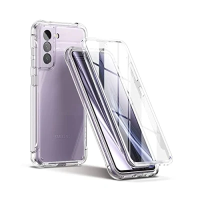 Abbildung von SURITCH für Samsung Galaxy S21 FE 5g Hülle 360Stoßfest Transparent Front Und Rückenschutz Handyhülle TPU Bumper Eingebautem Displayschutz Schutzhülle 6,4 Zoll
