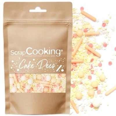 Abbildung von ScrapCooking Pfirsich Streusel Zuckerperlen 70g Essbare Tortendeko Perlen Gelb, Orange &amp; RosaSprinkles Deko Gebäckstreusel Dekoration für Desserts Kuchen Geburtstag 7451