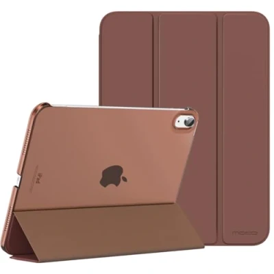 Abbildung von MoKo Hülle für ipad 10. Generation 2022, 10,9 Dünne Leichte PU Leder Tablet mit Auto Schlaf/Aufwach Funktion Transluzente PC Rückseite, Braun