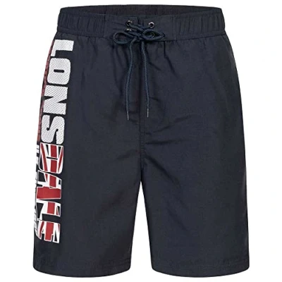 Abbildung von Lonsdale Normale Passform Carnkie Badeshorts, Herren, Größe: Medium, Navy/red/ white