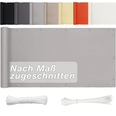 Abbildung von Aiyaoo BalkonSichtschutz Kunststoff 80cm x 500cm Balkonumrandung Sichtschutz Uv Schutz, Wasserabweisend, Deko für Balkongeländer, Terrasse &amp; Garten Grau