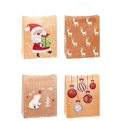 Abbildung von TSI Geschenktüten aus Kraftpapier WEIHNACHTEN, 12er Packung, Größe: Groß (HxBxT 32 x 26 12 cm), Art. Nr. 88317