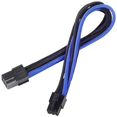 Abbildung von SilverStone SST PP07 IDE6BA Netzteil Verlängerungskable 25cm 6pin auf PCI E 6pin, schwarz/blau