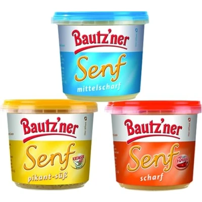 Abbildung von Bautzner Senf 3 X 200 ml Feinschmecker mittelscharf, pikant süß, scharf