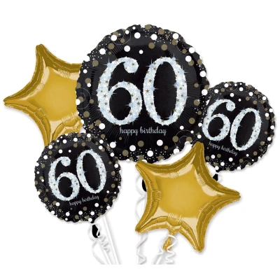 Abbildung von 60 Jahre Luftballons Strauß Sparkling 5 tlg