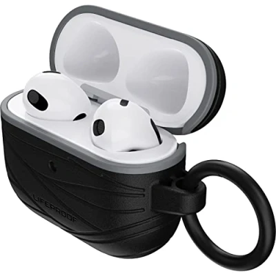 Abbildung von LifeProof Kopfhörer Hülle für AirPods 3. Gen 2021, stoßfeste, sturzsichere, dünne, kratz und abriebfeste Schutzhülle Apple Watch, inklusive Karabiner, nachhaltig hergestellt, Schwarz
