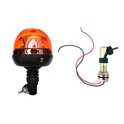 Abbildung von Matel Service Details zu Orange 45 LED Rundumleuchte Warnleuchte 12V 24V R65 R10 flex mit Aufsteckrohr