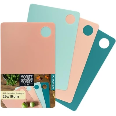 Abbildung von Moritz &amp; Schneidebrett 4x Schneidematte Küche, Kunststoff, (4er Set, 4 St), Je 29 x 19 cm für schnelles Arbeiten