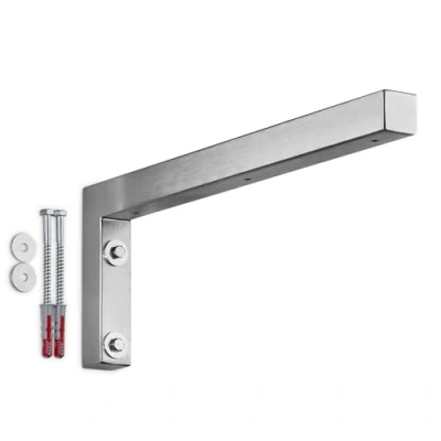 Abbildung von SOTECH 1 Stück Wandkonsole in L Form (400 x 150 30 mm, Edelstahl gebürstet), robuste Regalkonsole zur Wandmontage, besonders geeignet für DIY Projekte