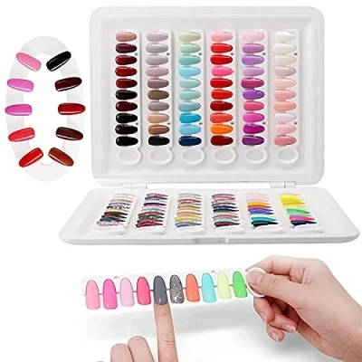 Abbildung von Display Ständer mit 120 Nagelfarben 14 Farben Clip, kein erforderlich für die Präsentation von Gel Nagellacken, Maniküre Salon, Nail Art Muster