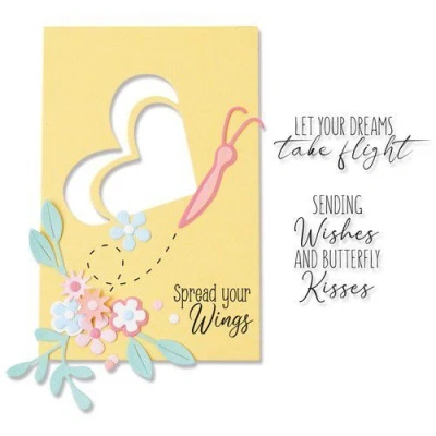 Abbildung von Sizzix Framelits Stanzschablonen Set, 6 St. mit 4 Stempeln „Butterfly Wishes“ von Olivia Rose, 665654
