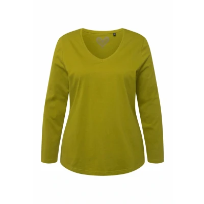 Abbildung von Ulla Popken Rundhalsshirt Shirt Slim V Ausschnitt Langarm