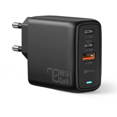 Abbildung von AVUMDA 70w USB C Ladegerät GaN, PD 3.0 Schnellladegerät mit 3 Ports, Netzteil Charger für MacBook Air/Pro, iPad Pro, iPhone 15/14/13, Google Pixel, Samsung S23/S22, Dell XPS, Steam Deck