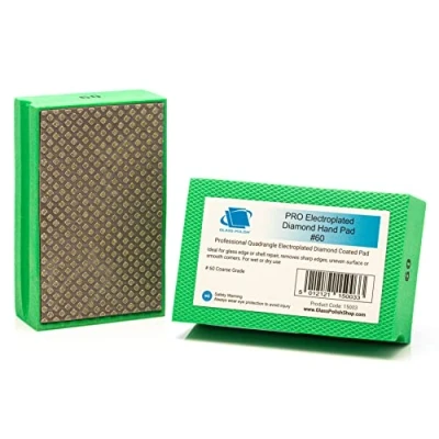 Abbildung von Glass Polish PRO Diamant Handschleifblock Körnung 60 zum Glätten, Abschleifen, Kantenbearbeiten und Polieren von Glas, Fliesen, Keramik, Marmor, Beton Metall 95 x 55 mm
