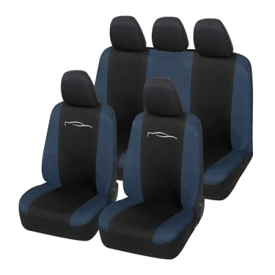 Abbildung von Auto Accessori Lupex Universal Autositzbezüge Set, für vorne und hinten, aus Polycotton (Schwarz Dunkelblau)