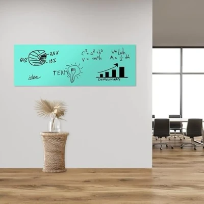 Abbildung von Magnetfolie Haftgrund für Magnete Magnettafel Ferrofolie selbstklebend beschreibbar, abwischbar, magnetisch (mint, 100x30cm)