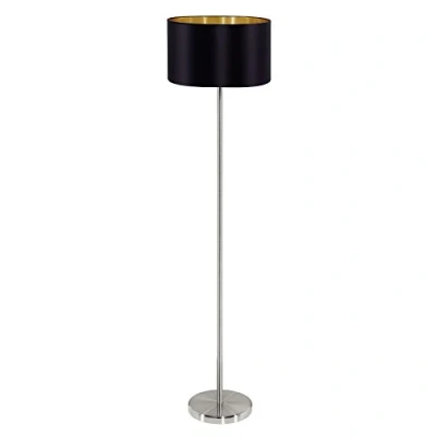 Abbildung von Eglo 95169 Stehleuchte Maserlo Textil schwarz, gold E27 1X60W H:151cm Ø38cm mit Fußtrittschalter