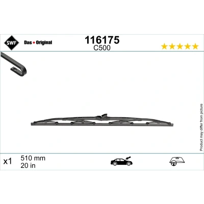 Abbildung von Scheibenwischer Swf 116175 510mm Bügelwischblatt 20Zoll OPEL: Astra G CC, Insignia B Sports Tourer, Grand Sport, DACIA: Duster SUV