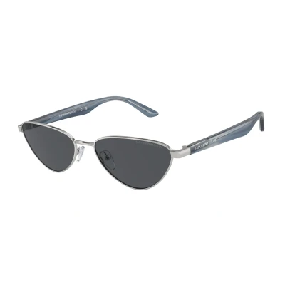 Abbildung von Emporio Armani Sonnenbrille Shiny silvercoloured/dark grey, Damen, Größe: 56, silver coloured/dark grey